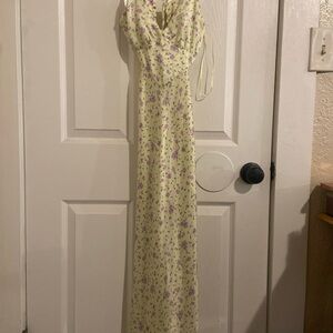 Bershka Floral Maxi Dress in Yellow and Purple
